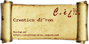 Czvetics Áron névjegykártya